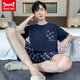 Catman Miiow Herren Pyjamas Sommer reines Baumwoll-Kurzärmel-Anzug mittelgürt und Fett Pluspuxuelle Größe Lose dünne, halbärmelige Hauskleidung 9922 l [vorgeschlagen 95-120 Jin [Jin ist gleich 0,5 kg]]
