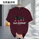 Xicheng Herculesen Trendy versátil versátil de algodón pesado de algodón pesado de algodón casual de verano suelto impreso Camiseta media manga de cuello