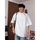 POUM Kurzärärmiges T-Shirt für Männer Sommer Neue amerikanische trendige Spleißen gestreiftes Design Casual halbärmelige Basis CQS-1421 White XL