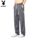 Playboy (Playboy) Jeans Männereis Seide Thin Style Summer New Style Gerade flexible losen losen All-Match Elastic Taille Casos Long Hosen Männer grau 1049 Single Pack m 80-100jin [Jin entspricht 0,5 kg]