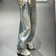 Adidas (adidas) Clover Women's Pants 2025 Spring New Product Wide-Level Washed Denim Sport Pants Scimitar Pants JX9212 JX9214 Dark Blue_Gradial 28