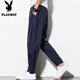 Playboy (PLAYBOY) Chinese style linen men's pants summer loose Chinese casual pants large size men's Tang suit cotton linen harem lantern gray 5XL