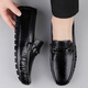 Light luxury brand beanie shoes for men in summer new men's genuine leather business British style casual leather shoes daddy driving shoes 9921 black 37