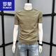 Romon Brief kurzärmeliges T-Shirt für Männer Sommer 2025 Neues lässiges runder Hals halbärmelig Modetrendy Brand T-Shirt vielseitig Top Black M.