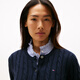 Tommy Hilfiger [Kabeltextur] 25 neue Herbst- und Winter -Streifenpullover für Frauen mit fester Farbe Runde Hals Strickjacke [Kabel -Strickjacke] Marine Blue DW5 XS (Empfohlen: 100 Jin [Jin entspricht 0,5 kg] oder weniger)