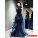 Tromlfz temperament evening dress skirt for women light luxury niche high-end host birthday coming-of-age ceremony elegant violin performance suit blue S
