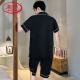 LangSha light luxury high-end pajamas for men in summer thin ice silk short-sleeved teenagers can wear outside for men 2025 new home 12532 [Yunduo Cotton Crepe] L Recommended height 170, weight 100-130