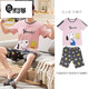 Mikeshan 100% cotton pajamas for men spring and summer short-sleeved shorts Korean cartoon students young and middle-aged home clothes can be worn outside 1389# S small size code height 143-150b