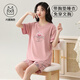 
Yalu short-sleeved pajamas set for women in summer with breast pad integrated pure cotton thin model large size for summer can wear home clothes outside GXT1047 M (recommended 75-95Jin [Jin equals 0.5 kg])