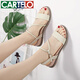 CARTELO Sandals for women 2025 summer new fashion fairy style flat shoes soft sole comfortable one-length strap women's Roman shoes trendy 838 beige 35