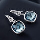 GEM STONE KING 925 silver earrings set with imitation aquamarine earrings 11 carat colored gemstone earrings jewelry as a Chinese Valentine's Day gift for your girlfriend