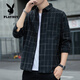 Playboy (PLAYBOY) American plaid shirt jacket for men 2025 spring and autumn style trendy long-sleeved men young loose casual versatile clothes K12108 white M