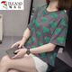 Woodpecker 2025 summer suit plus pure cotton short-sleeved T-shirt for women covering their belly loose and slim casual and versatile top for women 6629 gray 2XL [145-160Jin [Jin equals 0.5 kg] left]