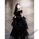 True Black Evening Dress 2025 New Light Luxury Niche High-end One-shoulder Adult Ceremony Graduation Performance Female Black S