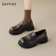 Daphne (Daphne) Brown espesado mocasín para mujeres 2025 Nuevos zapatos de cuero JK de estilo británico para mujeres con zapatos de alta gama Singles Brown [talón sin decoración] MF3883-5 35
