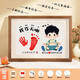 Kachi Muning baby fetal hair umbilical cord photo frame souvenir diy DIY memorial commemorative newborn hand and foot imprint mud homemade walnut color (A type - boy) I am 100 days old ink pad A4