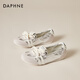 Daphne shallow mouth ballet dance shoes for women flat low heel lightweight commuter breathable sports casual shoes Silver 38