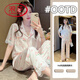 
LangSha pajamas for women in summer thin cool ice silk short-sleeved trousers ins wind high-value butterfly printed home clothing set YFY-9905 [short-sleeved trousers] M [recommended 80-100 Jin [Jin equals 0.5 kg]]