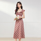 IEF/Aiyifu skirt 2025 summer new French retro plaid design sense commuter slim vest long skirt red and white plaid M