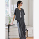 Vanciman Fashion Set Women's Summer New Strickan Top Wide Legs Casual Hosen Zwei-teilige High-End-Grau-L.