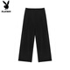 Playboy (PLAYBOY) Large Size Casual Pants Men's Solid Color Wide Leg Pants Trendy Versatile Straight Pants Spring and Autumn Solid Color Loose Drape Small Suit Pants Black 5XL Recommended 180-200Jin Jin is equal to 0.5 kg