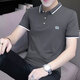 
LA Hailan Home HLA same mercerized cotton short-sleeved T-shirt for men's business polo. Slim lapel top 5012-Blue L