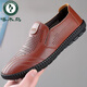 Woodpecker Beanie Shoes Men's 2025 Spring and Autumn New Business Official Casual Leather Shoes Men's Shoes Breathable Soft Sole Middle-aged and Elderly Daddy Shoes 6198 Brown Hollow 39