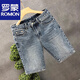Romon High-End Retro Blue Denim Shorts Men's Summer Modemarke Schöne Casual Fünf-Punkte-Hosen mit 5-Punkte-Medienhosen Blau K844 34 Empfohlen 150-160jin [Jin entspricht 0,5 kg]