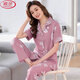Langsha 2025 Sommer neuer Pyjamas für Frauen mit kurzärmeligen Baumwollhosen für Mütter mit dünnem Stil, plus Größe, mittleren und älteren Baumwollset 653 m für 80-100 Jin [Jin gleich 0,5 kg].