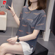 Piercadan Fat MM Bauch bedeckender vielseitiger Baumwoll-Kurzärärmel-T-Shirt für Frauen 2025 Sommer neuer Stil 200jin [Jin entspricht 0,5 kg] Lose Slim Casual Top 6624 Grün M 80-95jin [Jin gleich 0,5 kg]