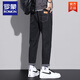 ROMON autumn jeans men's loose straight-leg trendy brand men's new elastic casual trousers spring and autumn casual jeans 6621B black style plus velvet 36