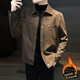 Men's autumn and winter thickened velvet warm cotton coat trendy slim stand collar men's jacket fashionable jacket versatile jacket men brown velvet thickened 2XL recommended 160-180Jin Jin equals 0.5 kg