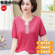 Goldlion Light Luxury New Style Mother Summer Camisa de punto de verano Mujeres de mediana edad Summer Summer Summer Corto de manga corta de mediana edad y anciana