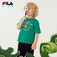 FILA【套装】斐乐童装儿童短袖T恤短裤2025年秋季新款休闲两件套 篱绿-GN 130