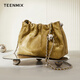 Tianmeiyi Bag féminin Sac nuage de vache de vache Nouveau sac plié chinois plié petit sac à balle en or sac d'anniversaire cadeau pour petite amie Olive Green