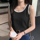 New summer suspender vest for women wearing inner and outer bottoming shirts, fashionable waffle splicing design sleeveless tops, B167-white L Recommended 105-115Jin [Jin equals 0.5 kg]