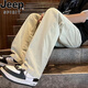 JEEP SPIRIT black American straight-leg pure cotton thin casual trousers spring and summer new versatile loose wide-leg work pants men Tennis light blue 1048 suitable for multiple scenes M (90-105Jin[Jin equals 0.5 kg]) Recommended reference size chart