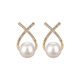 QPQK natural 100% freshwater pearl earrings 2025 new light luxury high-end temperament earrings women's gold earrings freshwater pearl earrings 8mm