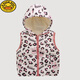 G.DUCKKIDS children's down cotton vest autumn and winter new style small and medium-sized children's floral hooded vest male and female baby warm vest jacket blue bear 120 height 110-115cm age 5-6 years old