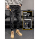 Jinlilai GY Clothing Men's Ripped Jeans Summer Trendy Brand Slim Feet 2025 New Summer Thin Black Boys' Leisure Pants 6636 Black 36