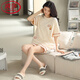 Langsha Light Pajamas de lujo para mujeres en algodón de algodón de verano pantalones cortos de manga corta dulce algodón de algodón informal de ropa para el hogar yx7512 9856 m [80-100Jin [Jin iguala 0.5 kg] desgaste]