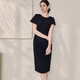 
ROEYSHOUSE ROYSHOUSE Elegant Slim Dress Women's 2025 Summer New Design Sex Skirt 12003 Black L