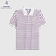 布克兄弟（BrooksBrothers）/布克兄弟男士25春夏新棉金羊拼色条纹短袖polo衫 B695-粉色 S