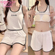 Modal Weste Pyjamas mit Brustpolster für Frauen im Sommer. Neue Hossport -Shorts Anzug für Sport und lässige Mädchen können draußen Hauskleidung tragen. Schlinge 12013 Schwarz [mit Brustpolster] 2xL empfohlenes Gewicht 115-130jin [Jin ist gleich 0,5 kg]