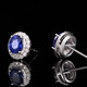 Tingliang sapphire stud earrings, diamonds, 18K gold inlaid with 0.6ct natural Sri Lankan royal sapphire Princess Diana style earrings, blue 1.2 carat, one pair