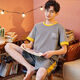 
Mu Fengqing pure color cotton summer thin pajamas for men wear plus size summer home clothes short-sleeved youth Korean style suit 9928# (short-sleeved shorts) L [95Jin[Jin equals 0.5 kg]-120Jin[Jin equals 0.5 kg]]