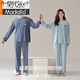 
Modal anti-mites pure cotton couple pajamas for women in spring and autumn long-sleeved cardigan autumn and winter casual men's home clothing set 7E2694 women-double length XL