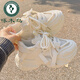 Woodpecker autumn women's shoes dad's shoes women's breathable mesh shoes with wide-leg pants shoes thick-soled white shoes sneakers trendy 9905-1 beige leather 35