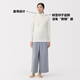 MUJI Women's Thick Cotton High Collar Long Sleeve T-Shirt Tops Bottoming Shirt Women's Style Fall 25 FCD15C5A Off-White M (160/84A)