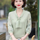 花花公子新款妈妈春装洋气纱袖针织恤薄款打底衫 蓝色6636 2XL (建议125-140斤)